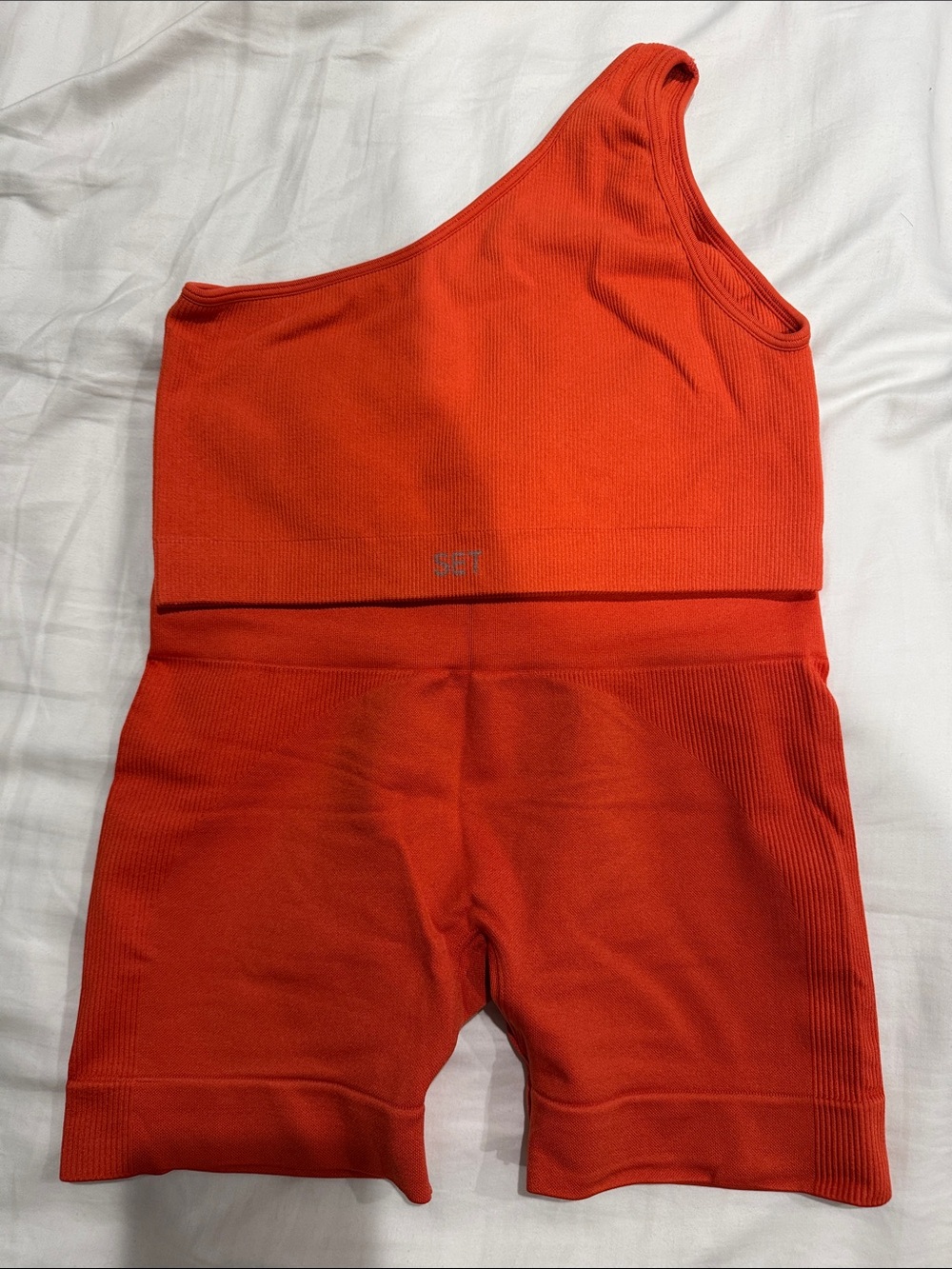 SET Active One-Shoulder Athletic Shorts Set in Bright Red